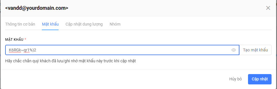 Thiết lập mật khẩu