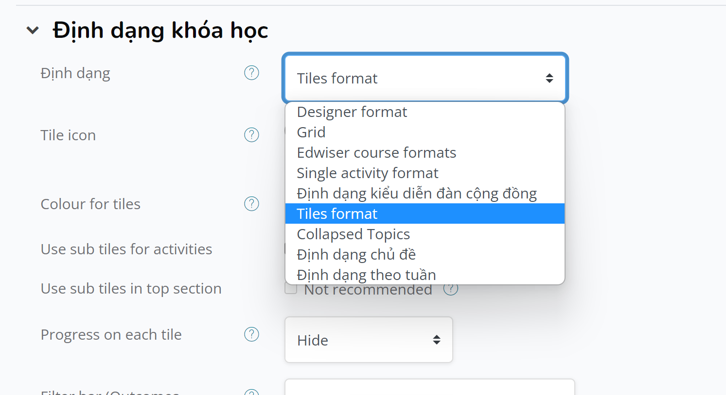 Các định dạng khóa học